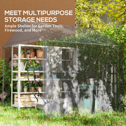 Outsunny 2 x 2 x 2 m Garden Shed Tent, Outdoor Storage Shed for Bike Motorbike Tool with Galvanised Steel Frame, Waterproof & UV-Resistant, Grey