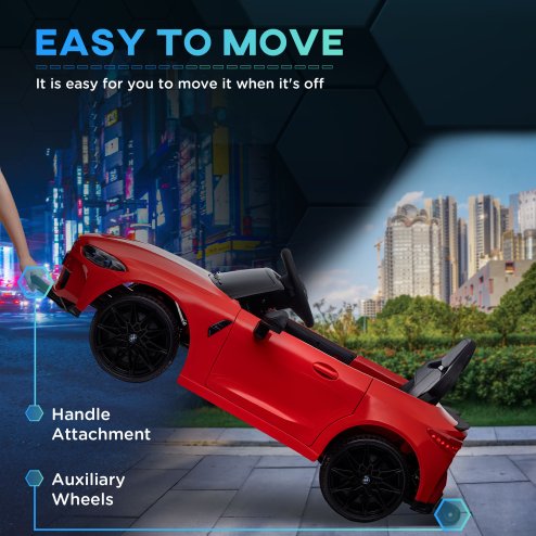 AIYAPLAY BMW M4 Licensed Electric Car for Kids, 12V Kids Electric Ride on with Remote Control, Suspension, Music, Horn, LED Lights, for Ages 3-5 Years, Red