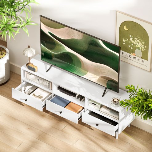 HOMCOM 140cm TV Stand Cabinet, Modern TV Unit Console Table for up to 75