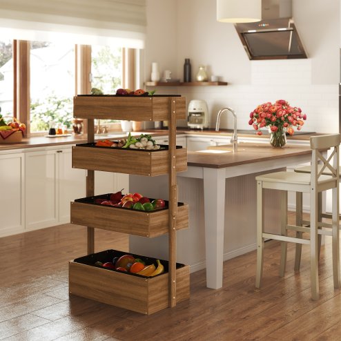 Outsunny 80cm x 45cm x 142cm 4-Tier Raised Garden Bed, Fir Wood Vertical Planter Box, Freestanding Elevated Plant Stand for Indoor Outdoor Use, Orange