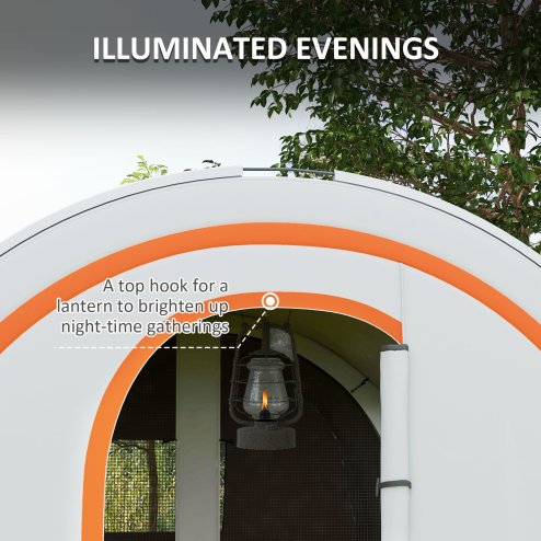 Outsunny 5-6 Man Camping Tent, 3000mm Waterproof Tunnel Family Tent Shelter with Bedroom and Adjustable Living Room, Easy Setup with Carry Bag, Cream and Orange