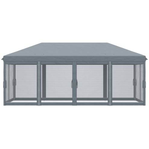 Outsunny 3 x 6m Pop Up Gazebo, Outdoor Canopy Shelter, Marquee Party Wedding Tent with 6 Mesh Walls and Carry Bag, Grey