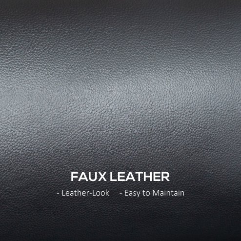 HOMCOM 2 Seater Sofa, Modern Faux Leather Couch Settee, Upholstered Small Sofa Loveseat with Wood Legs, Side Pocket for Living Room, Bedroom, Office, Black