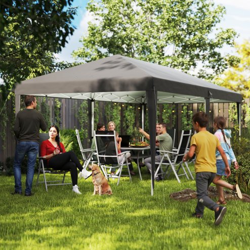 Outsunny Pop Up Gazebo 3 x 6m, Foldable Canopy Tent, Height Adjustable Wedding Awning Canopy w/ Carrying Bag, Grey