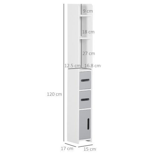 kleankin Modern Bathroom Storage Cabinet, Freestanding Tall Bathroom Cabinet with Open Shelves and 3 Cupboards with Door, for Bedroom Hallway