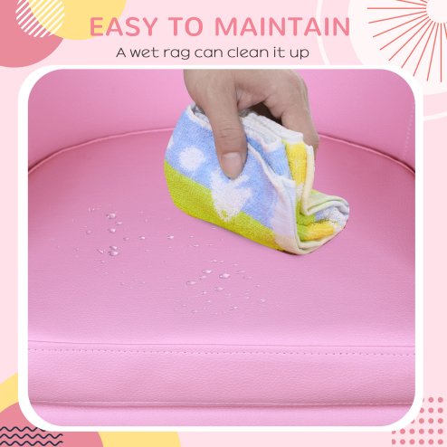 HOMCOM Children's Armchairs Toddler Chair Sofa Footstool 2-in-1 Design for Girls with Thick Padding, Anti-skid Foot Pads, Wood Frame, Pink