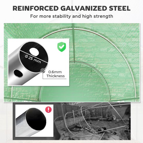 Outsunny 3L x 2W x 2H m Polytunnel Greenhouse, Walk-in Polytunnel Outdoor Garden Flower Vegetable Planter with Zipped Door