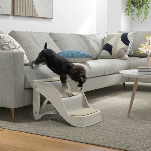 PawHut Foldable Pet Stairs Portable Dog Steps 3-Step Design with Non-slip Mats for High Beds, Sofas, 49 x 38 x 38 cm, Grey