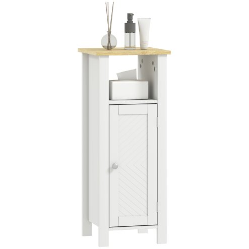kleankin Slim Bathroom Storage Unit with Open Shelf, Bathroom Storage Cabinet with Adjustable Shelf, 32 x 30 x 80 cm, White