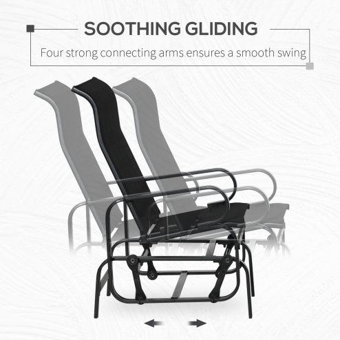 Outsunny Outdoor Gliding Rocking Chair with Sturdy Metal Frame Garden Comfortable Swing Chair for Patio, Garden and Poolside, Black