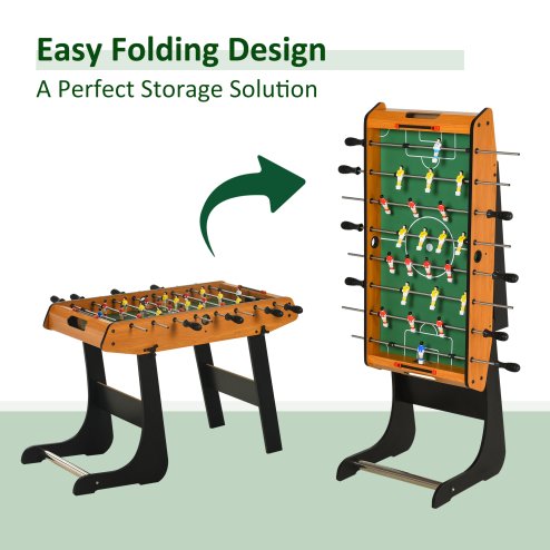 HOMCOM Folding Football Gaming Table Mini Foosball Soccer Table for Family Fun Indoor Play Sports