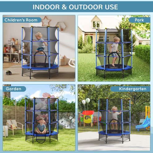 HOMCOM 4.6FT Kids Trampoline with Safety Enclosure, 55
