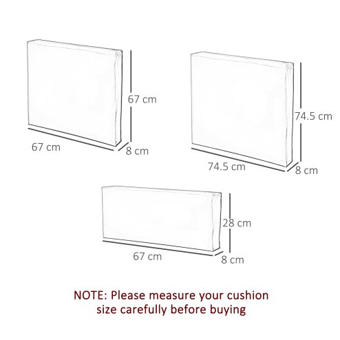 Outsunny Rattan Cushion Covers, Outdoor Seat Cushion Covers, Garden Furniture Covers Replacement - COVER ONLY, Cream White