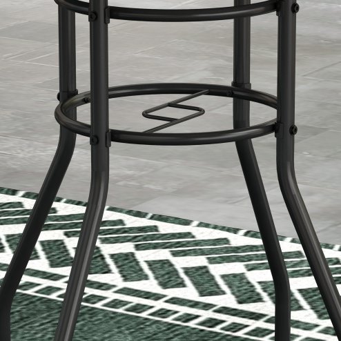 Outsunny 60 cm Garden Round Coffee Table,  Outdoor Side Table with Tempered Glass Printed Table Top and Foot Pads for Porch, Balcony, Multicolour