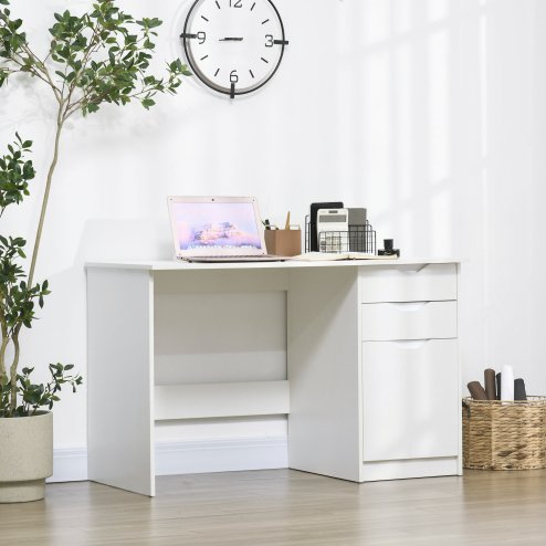 HOMCOM Computer Desk with Drawers, High Gloss Home Office Desk with Storage Cabinet, Study Workstation, 120 x 60cm