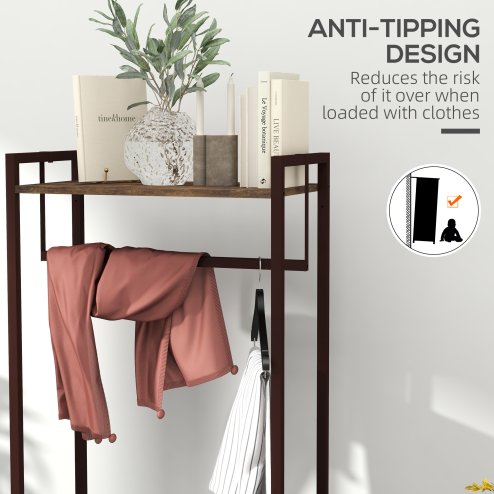 HOMCOM Free Standing Clothes Rail with 3 Fabric Drawers and Storage Shelves, Garment Rack, Hanging Rail for Hallway, Bedroom and Living Room, Rustic Brown