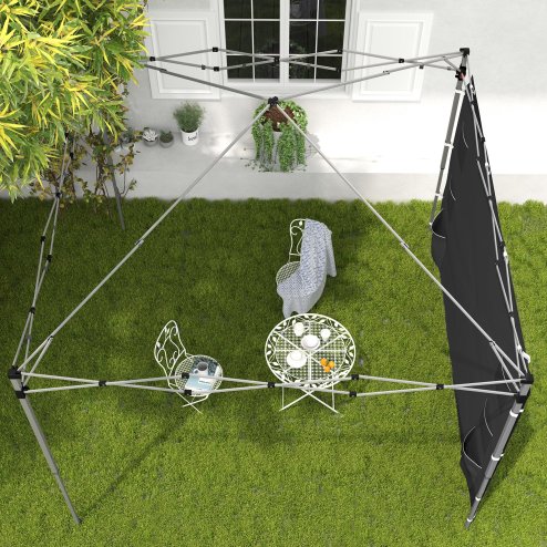 Outsunny Gazebo Side Panel, Canopy Sidewall Panel with 4 Mesh Bags and 2 Storage Pockets for 3 x 3 m Straight Leg Pop Up Gazebos, 1 Pack Sidewall Only, Black