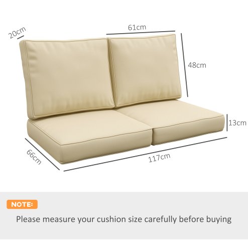 Outsunny 2 Seater Outdoor Seat Cushions, Backrest, Water Repellent Seat Pads for Dining Chair, Swing, Sofa, Beige