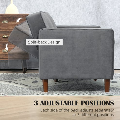 HOMCOM 3 Seater Velvet Sofa Bed, 189cm Click Clack Sofa Bed, Button Tufted Sleeper Couch with Split Reclining Backrest and Rubber Wood Legs