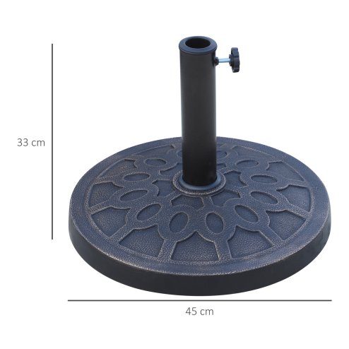 Outsunny 13kg Garden Parasol Base, Round Resin Umbrella Stand Holder, Heavy Duty Parasol Stand for 38mm or 48mm Outdoor Umbrella Poles, Bronze Tone
