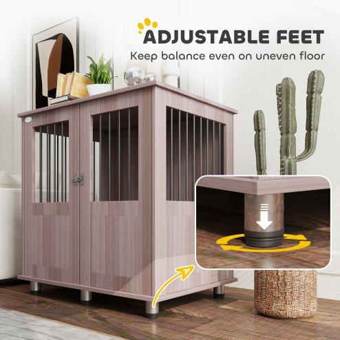 PawHut Dog Crate Furniture End Table, Pet Kennel for Small and Medium Dogs with Magnetic Door Indoor Animal Cage, Purple, 85 x 55 x 75 cm