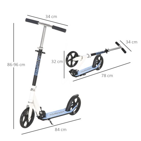 HOMCOM Kids Scooter, 2 Wheel Foldable Stunt Scooter with Adjustable Handles for 6 Years+, White