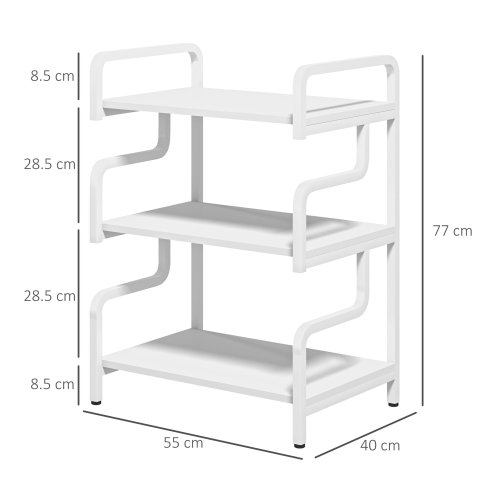 HOMCOM 3-Tier Printer Stand with Storage Shelves, Printer Table, 55 x 40 x 77cm Printer Shelf for Home Office, Study
