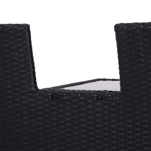 Outsunny 2 Seater Rattan Sofa with Cushions, Wicker Garden Loveseat with Armrests, Outdoor Garden Sofa Couch with Metal Frame for Patio, Black