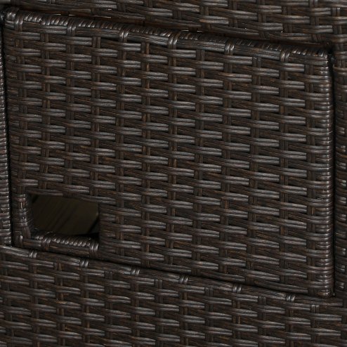 Outsunny Garden Recliner with Cushion, PE Wicker Outdoor Recliner Chair with Adjustable Backrest & Footrest, Rattan Recliner Chair with Armrests and Side Tray for Balcony, Porch, Khaki/Brown