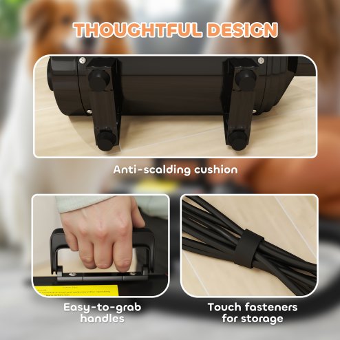 PawHut Dog Hair Dryer, 2200W Pet Grooming Hair Dryer with Adjustable Temperature & Velocity, Professional Low Noise Dog Blaster with 3 Different Nozzles, Black