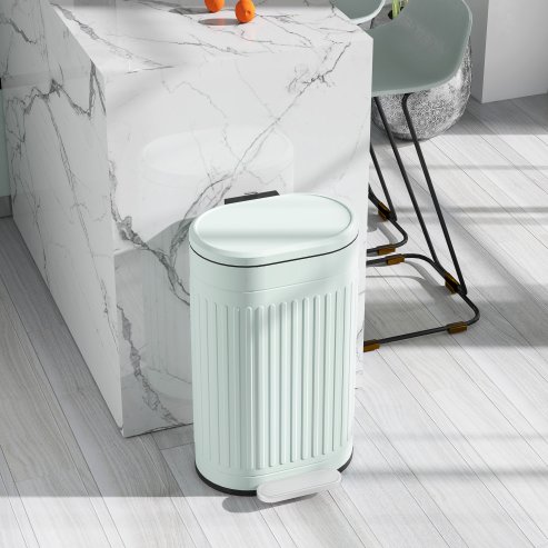 HOMCOM 30 Litre Pedal Bin, Fingerprint Proof Kitchen Bin with Soft-close Lid, Metal Rubbish Bin with Foot Pedal and Removable Inner Bucket
