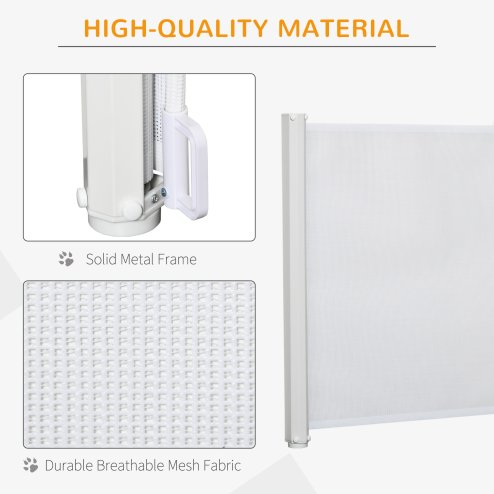 PawHut Retractable Stair Gate for Dogs, Pet Mesh Safety Gate Extends up to 115cm for Doorways Indoor- White