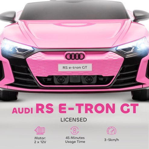 HOMCOM Audi RS e-tron GT Licensed Electric Car for Kids, 12V Battery Powered Electric Ride-on Toy with Remote Control Music, Suspension Wheels, Soft Start, for 3-5 years, Pink