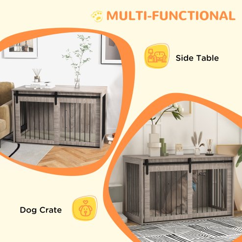 PawHut Dog Crate Furniture, Dog House Furniture Style for Extra Large Breeds, Pet Kennel with Removable Cushion for Indoor Use, 118 x 60 x 73 cm, Brown