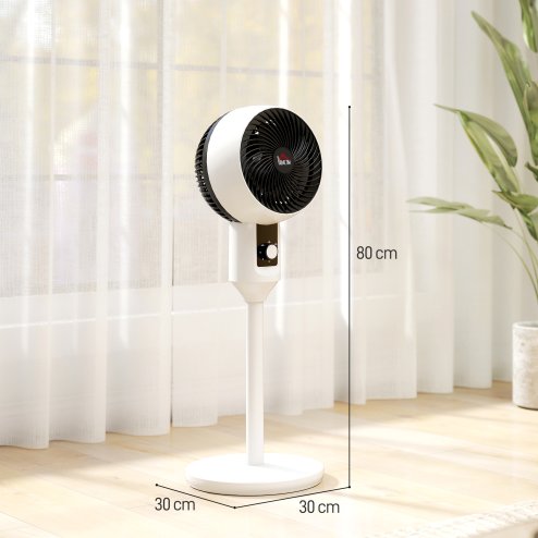 HOMCOM 9'' Air Circulator Fan 3 Speed, 70° Oscillation 90° Vertical Tilt, Carry Handle, Standing Fan, Pedestal Fan for Living Room, Bedroom, Office, White and Black