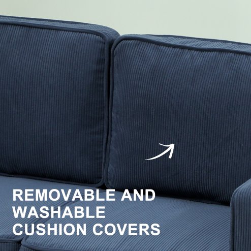 HOMCOM 2 Seater Sofa with Storage, Compact Loveseat Sofa with Solid Wood Legs, Corduroy Small sofa Settee for Living Room, Bedroom, Home Office, 117 x 63 x 79cm, Blue