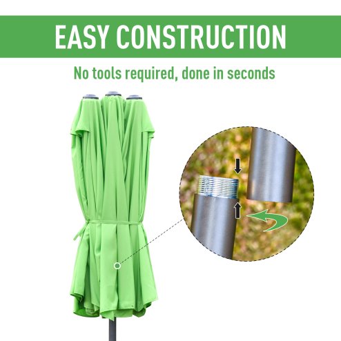 Outsunny 4.6m Garden Parasol Double-Sided Sun Umbrella Patio Market Shelter Canopy Shade Outdoor with Cross Base - Green