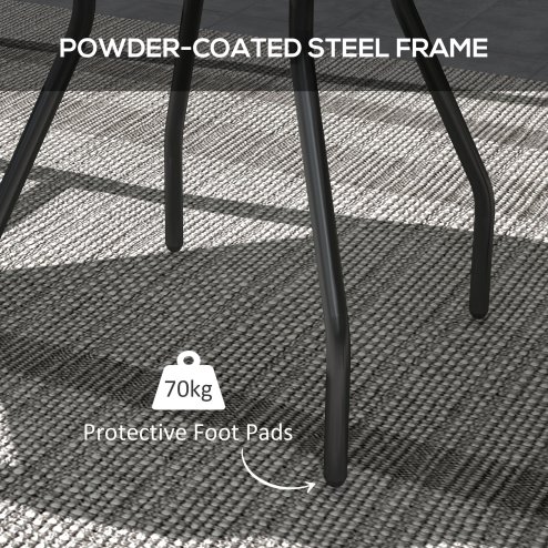 Outsunny 60 cm Garden Round Coffee Table,  Outdoor Side Table with Tempered Glass Printed Table Top and Foot Pads for Porch, Balcony, Tan Brown