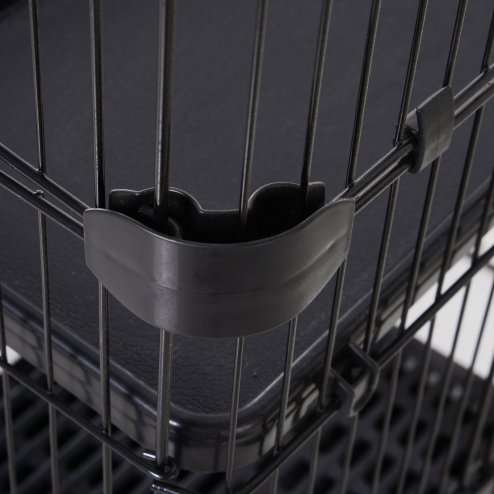 PawHut 4-Level Small Animal Cage, Indoor Bunny House, for Ferrets, Chinchillas w/ Wheels, Slide-Out Tray, Black, 81 x 52.5 x 114 cm