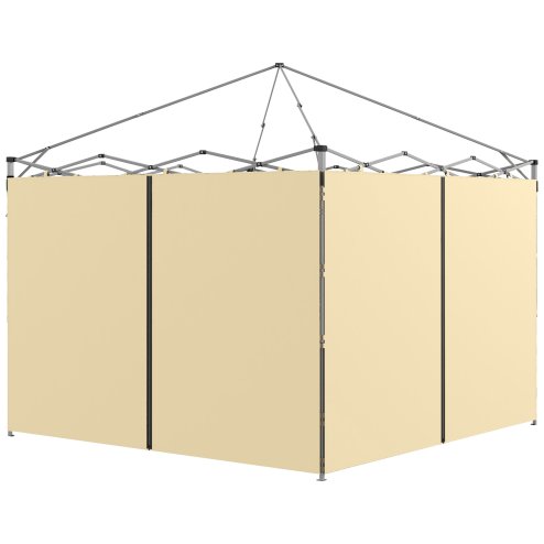 Outsunny Gazebo Side Panels with Zipped Doors, for 3x3 m or 3x6 m Pop Up Gazebo, 2 Pack Sides Replacement, Beige