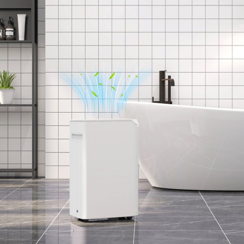 HOMCOM 20L/Day Dehumidifier with Continuous Drainage, 2.5L Water Tank, 24H Timer, Digital Humidity Display, Dehumidifier for Home Damp, Bedroom, Condensation, Mould, Laundry Drying