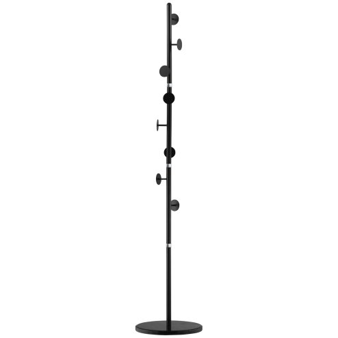 HOMCOM Coat Rack Free Standing Hall Tree with 8 Round Disc Hooks for Clothes, Hats,Purses, Steel Entryway Coat Stand with Marble Base for Entryway, Living Room, Bedroom