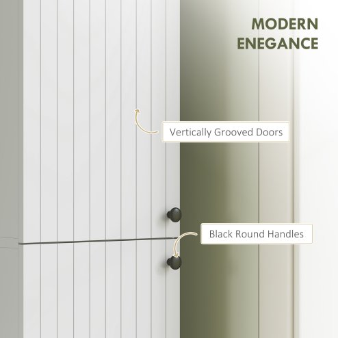 HOMCOM 300 x 1610 mm Wall Mounted Tall Bathroom Cabinet with Soft-Close Hinges, Slim Bathroom Storage Cabinet with 2 Doors, Modern Narrow Storage Cupboard, White