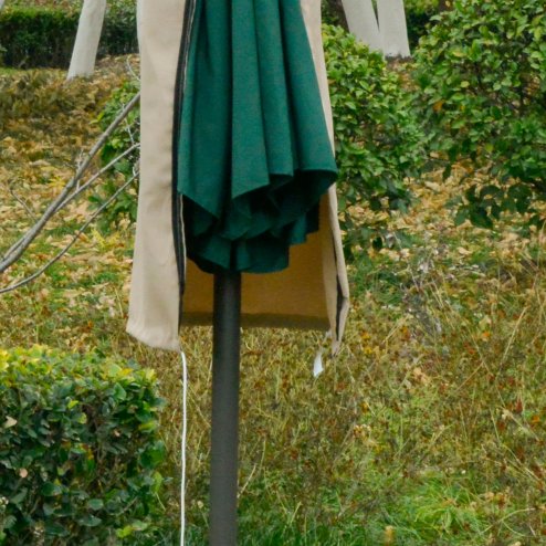 Outsunny Garden Parasol Cover, Outdoor Patio Umbrella Protector Weatherproof Garden Patio with Rod, Zipper for 2-4m Parasol, 60 x 160cm, Khaki