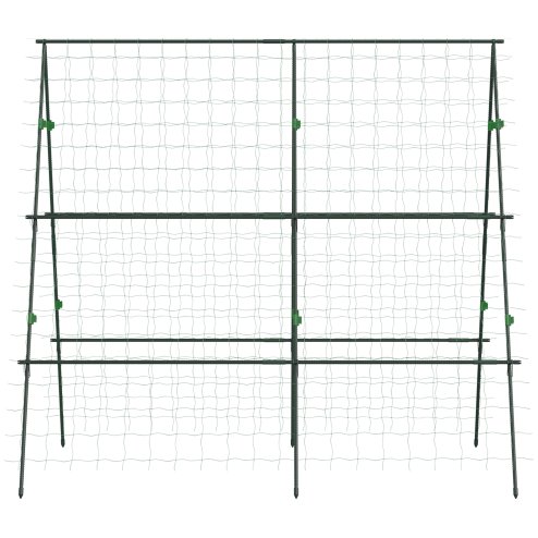 Outsunny Garden Cucumber Trellis for Climbing Plants, A-Frame Trellis Plant Support with Climbing Net, DIY Adjustable Cucumber Support Frame for Raised Bed, Vegetables, Flowers, Fruit, Green