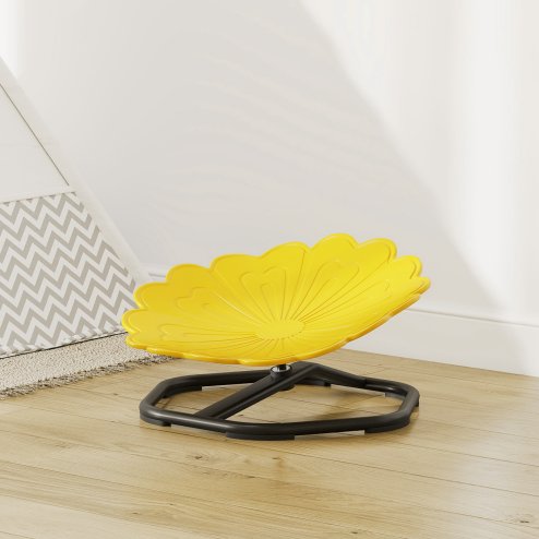 AIYAPLAY Kids Spinning Chair for Autism, Sensory Swivel Chair for ADHD Children, Flower Shaped Sit and Spin Wobble Chair with Metal Base & Non-Slip, Sensory Balance Toy for 3-8 Years Old, Yellow