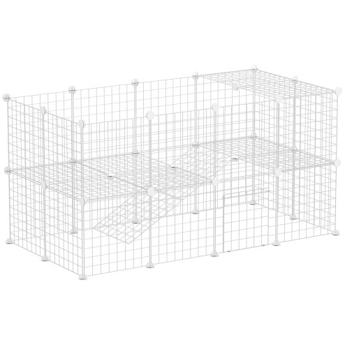 PawHut DIY Pet Playpen Metal Wire Fence Indoor Outdoor Rabbit Small Animals Cage 36 Panel Enclosure White