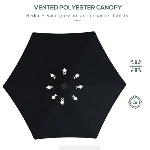Outsunny 3(m) Cantilever Parasol with Solar LED and Easy Lever, Garden Parasol Umbrella with Cross Base and Waterproof Cover, Outdoor Sun Shades, Black
