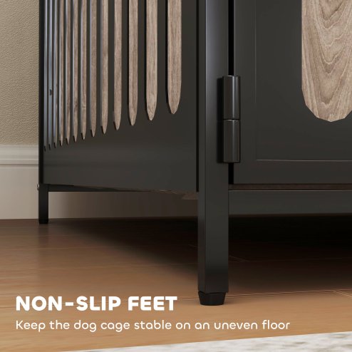 PawHut Dog Crate Furniture, Dog Cage Side End Table Indoor with Anti-Chew Resistant Mesh, Anti-Escape Door, for Extra Large Dogs, 118 x 80 x 92 cm, Walnut Brown