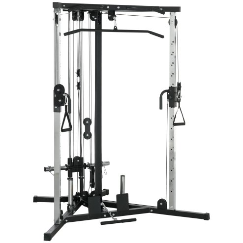 SPORTNOW Home Gym Machine, Multifunctional Gym Equipment with High and Low Pulleys, Pull Up Bar, 15-Position Adjustable Strength Training Workout Station for Full Body Fitness